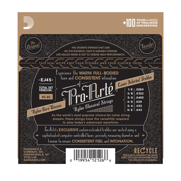 D'Addario EJ45 Silver/Clear Classical Guitar Strings