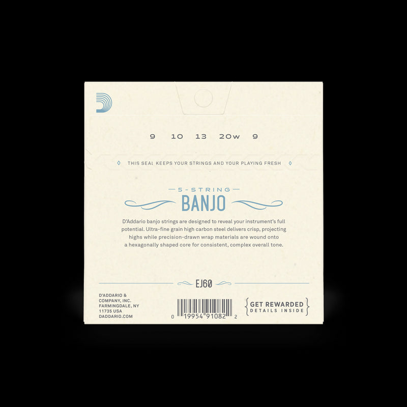 D'Addario EJ60 5-String Banjo Strings Set - Light .009 - .020 (J60)