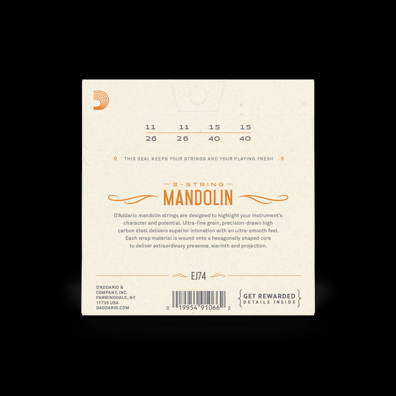 D'Addario EJ74 Mandolin Strings Set Medium Phosphor Bronze .011 - .040 (J74)