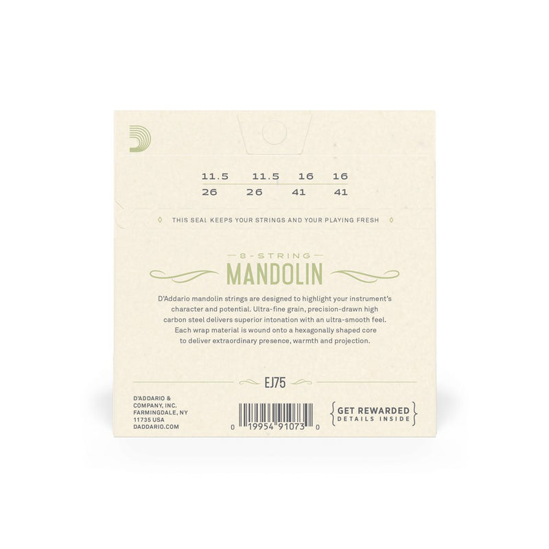 D'Addario EJ75 Mandolin Strings Set Medium-Heavy Bronze .0115 - .041 (J75)