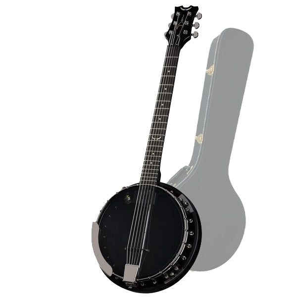 Dean Backwoods 6 Six-String Banjo with Pickup, Black Chrome - Bundle w/Case