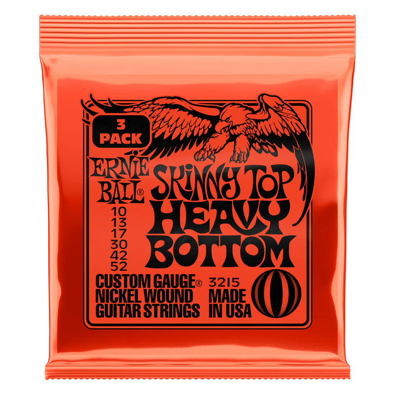 Ernie Ball Skinny Top Heavy Bottom Slinky Nickel Wound Electric Guitar Strings 3 Pack 10-52