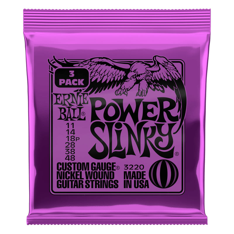 Ernie Ball Power Slinky Nickel Wound Electric Guitar Strings 3 Pack 11-48