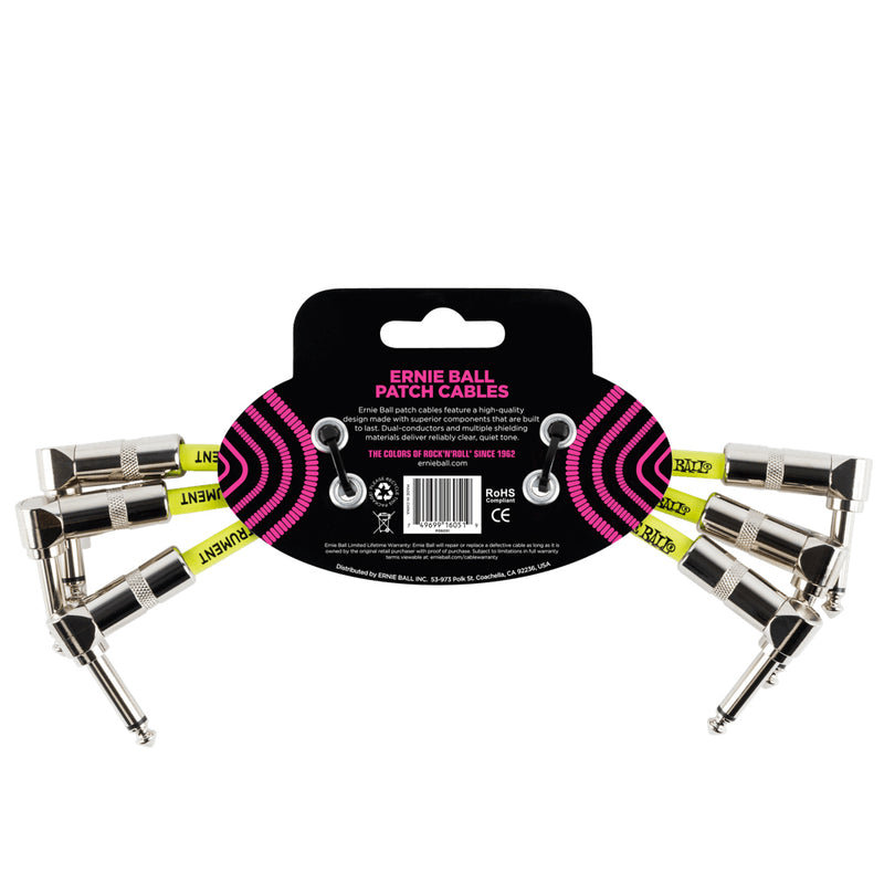 Ernie Ball 6'' Angle-Angle Patch Cable 3-Pack - White