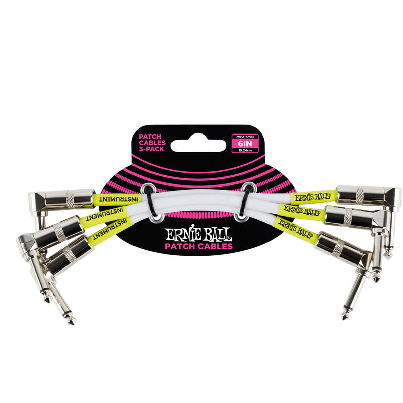 Ernie Ball 6'' Angle-Angle Patch Cable 3-Pack - White