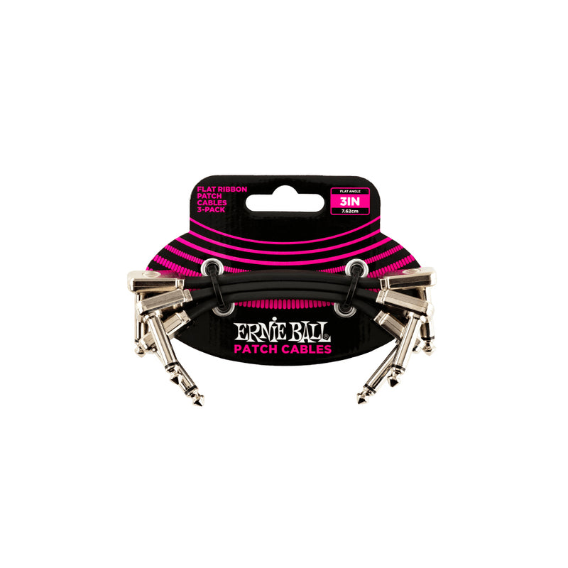 Ernie Ball 3'' Flat Ribbon Patch Cable 3-Pack