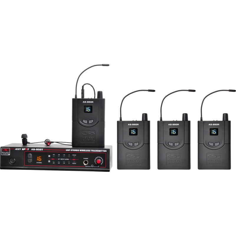 Galaxy Audio AS-950 Wireless In-Ear Monitor System - 4-Pack - Freq. N 518-542 MHz
