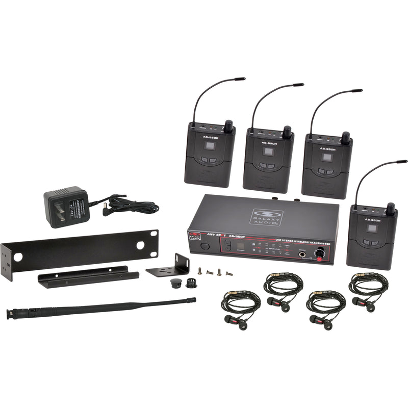 Galaxy Audio AS-950 Wireless In-Ear Monitor System - 4-Pack - Freq. N 518-542 MHz