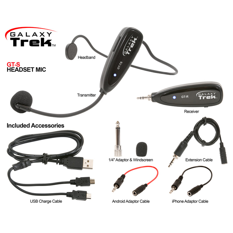Galaxy Audio GT-SX Trek Mini Headset Wireless System 1/8'' Connector