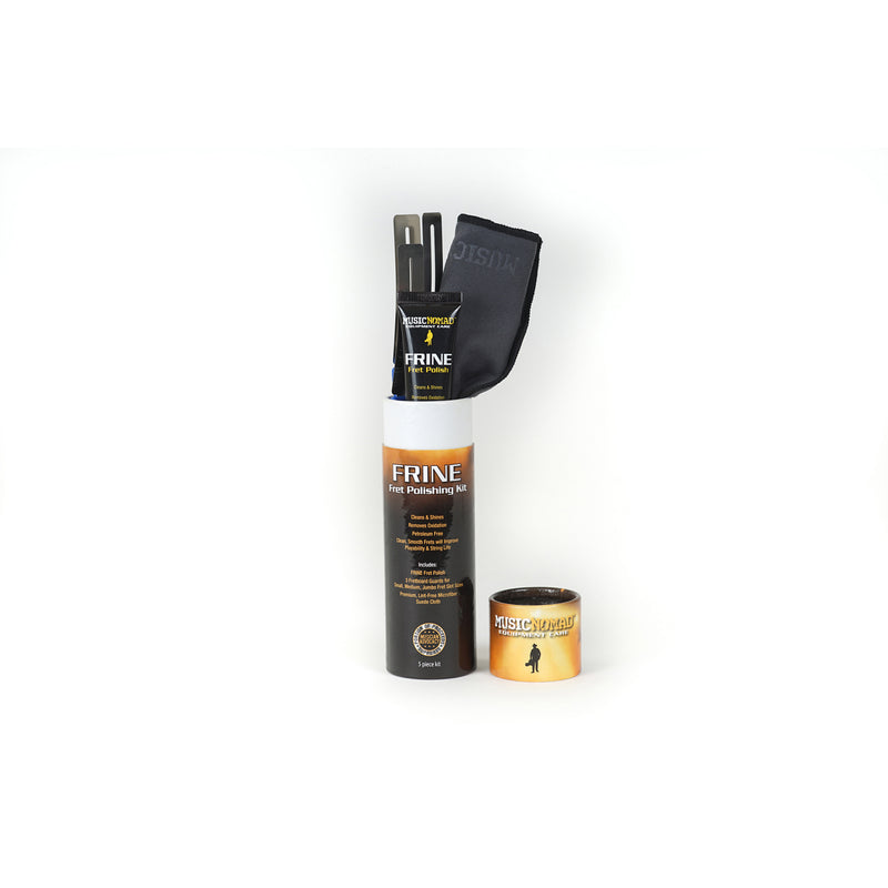 Music Nomad MN124 FRINE Fret Polishing Kit-FRINE Fret Polish, 3 Fretboard Guards, 8''x6'' Cloth