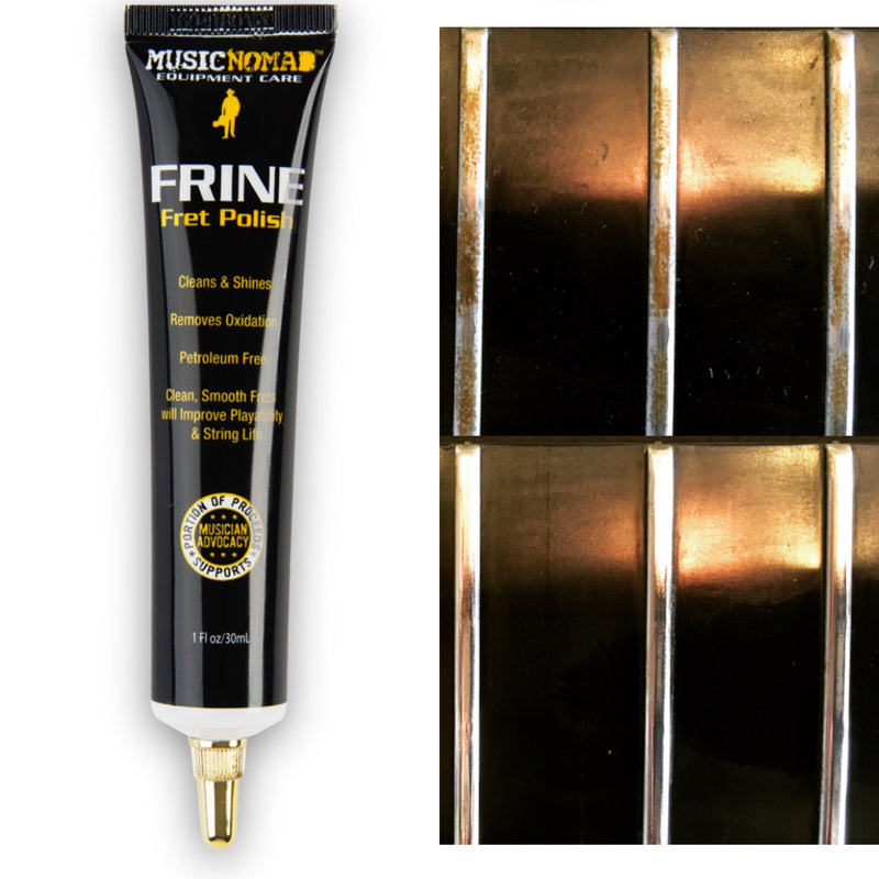 Music Nomad MN124 FRINE Fret Polishing Kit-FRINE Fret Polish, 3 Fretboard Guards, 8''x6'' Cloth