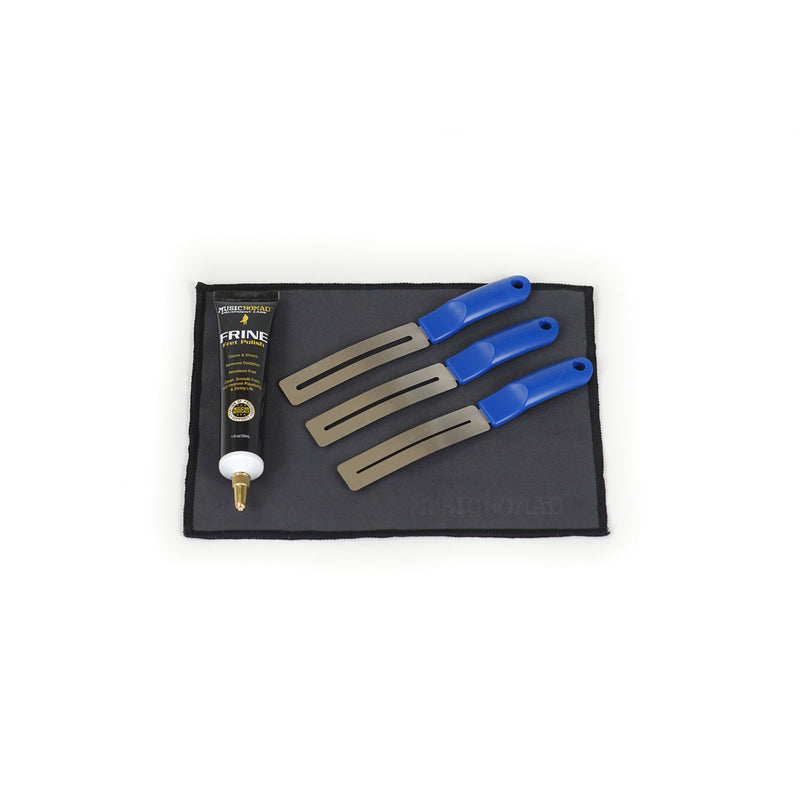 Music Nomad MN124 FRINE Fret Polishing Kit-FRINE Fret Polish, 3 Fretboard Guards, 8''x6'' Cloth
