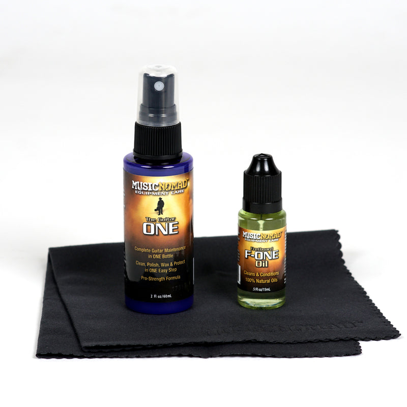 Music Nomad MN140 Premium Guitar Care Kit (3 Pak) - Guitar ONE(2 oz.), F-ONE(1/2 oz.), Cloth
