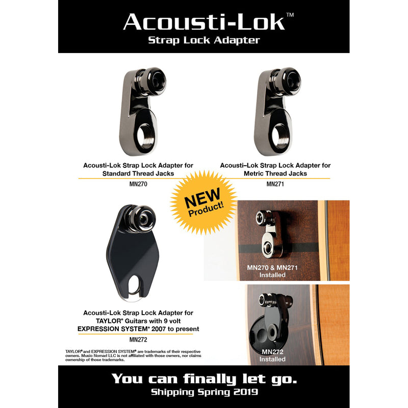Music Nomad MN272 Acousti-Lok Strap Lock Adapter for TAYLOR Guitars w/ 9 Volt EXPRESSION SYSTEM Battery Box