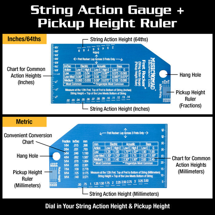 Music Nomad MN822 Fret Rocker/String Action Gauge/Pickup Height Ruler