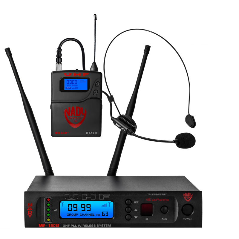 Nady W-1KU HM-3 1000-Channel Professional UHF Headset Microphone Wireless System
