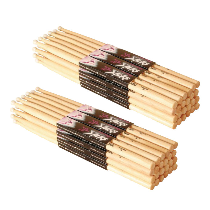 On-Stage 2B Wood Tip Hickory Drum Sticks (24 Pairs)