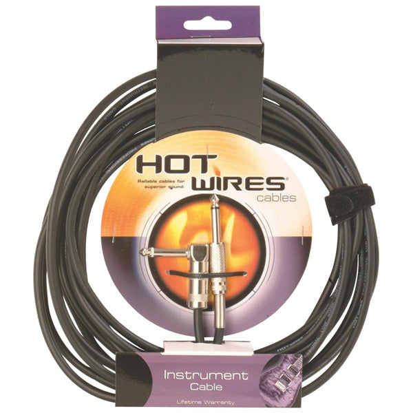 Hot Wires Instrument/Guitar Cable - Right Angle to Straight Plug - 20ft