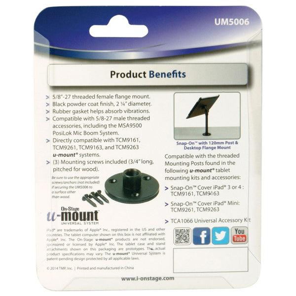On-Stage UM5006 U-Mount Desk Flange Mount