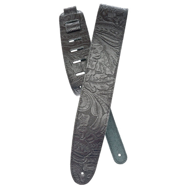 D'Addario 25LE00 Guitar Strap Leather Embossed 2.5''-Black
