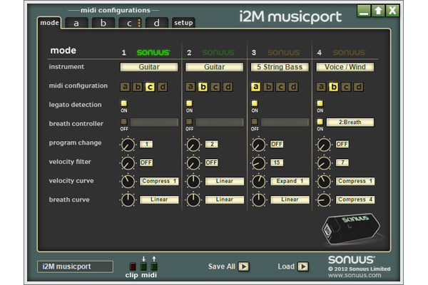 Sonuus i2M Musicport MIDI Converter and Hi-Z Guitar USB Audio Interface