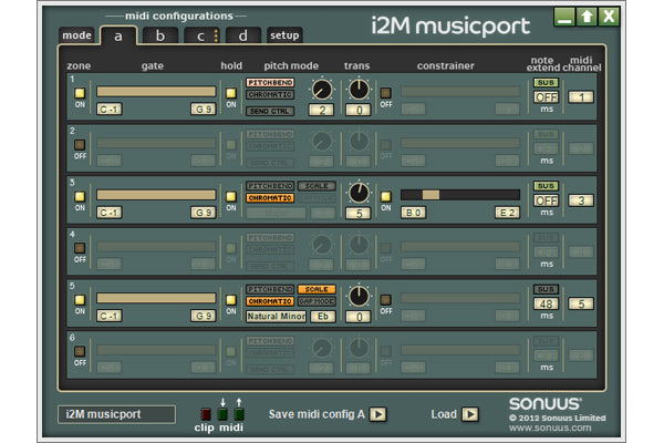 Sonuus i2M Musicport MIDI Converter and Hi-Z Guitar USB Audio Interface