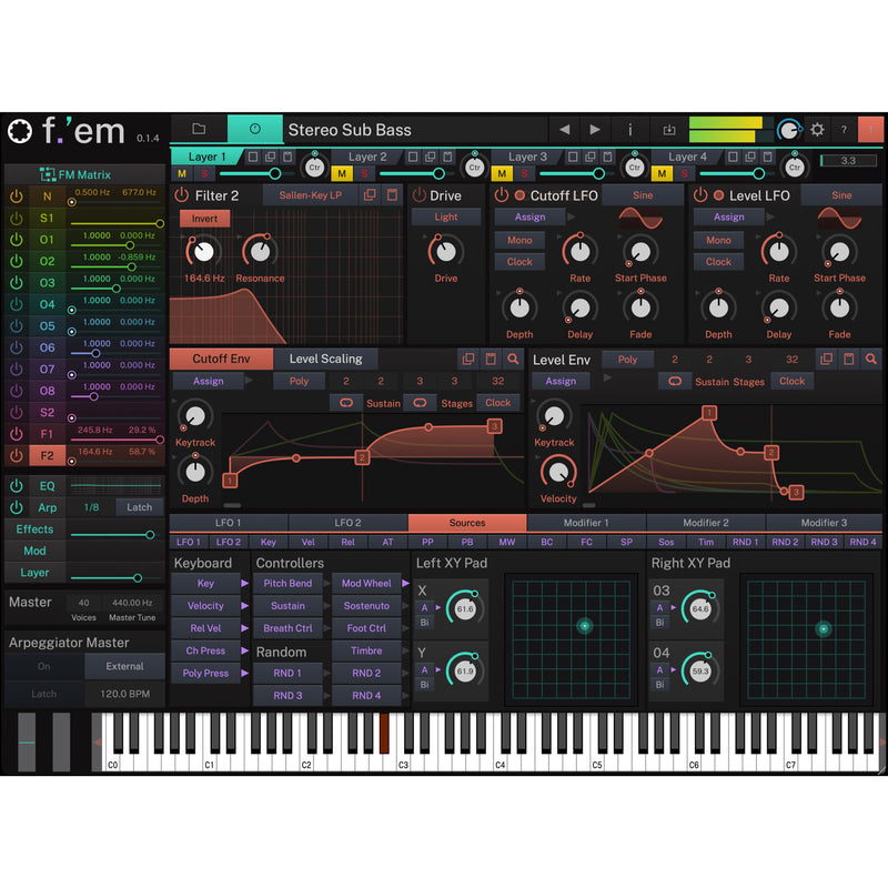 Tracktion F.'em Synth: 11-Operator FM Synthesizer