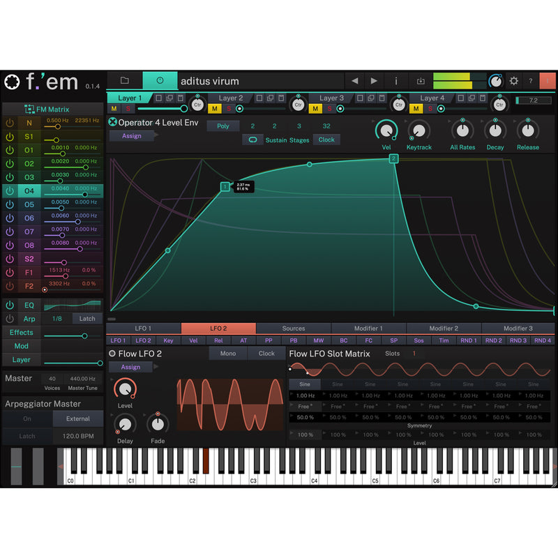 Tracktion F.'em Synth: 11-Operator FM Synthesizer