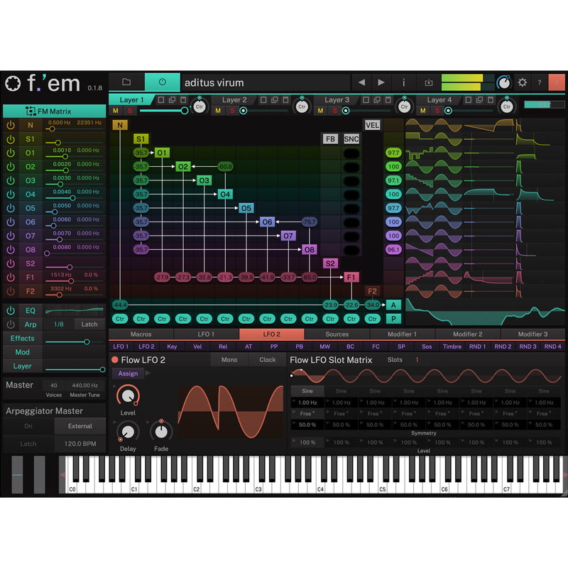 Tracktion F.'em Synth: 11-Operator FM Synthesizer
