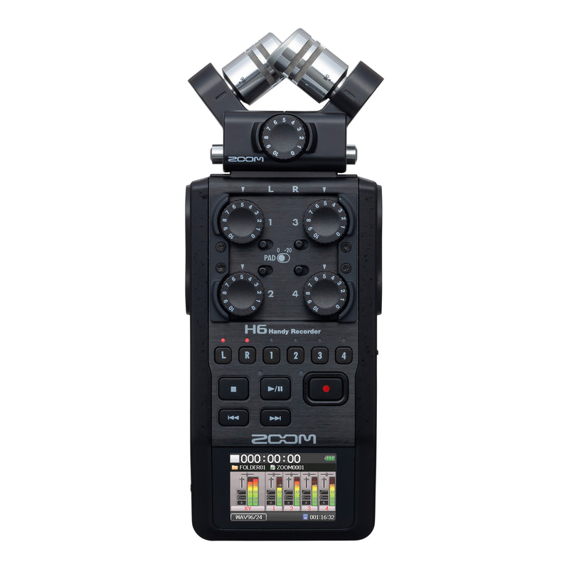 Zoom H6 24-Bit 96kHz WAV/MP3 Handy Audio Recorder w/USB Computer Interface - All Black