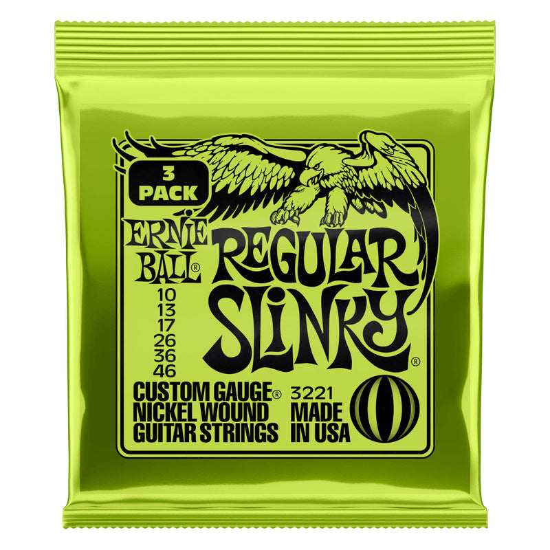 Ernie Ball Regular Slinky Nickel Wound Electric Guitar Strings 3 Pack 10-46
