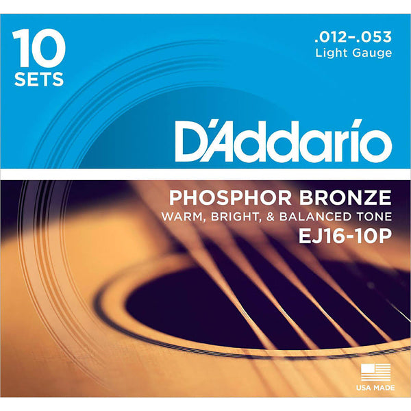 D'Addario EJ16 Acoustic Light Guitar Strings 10-Pack