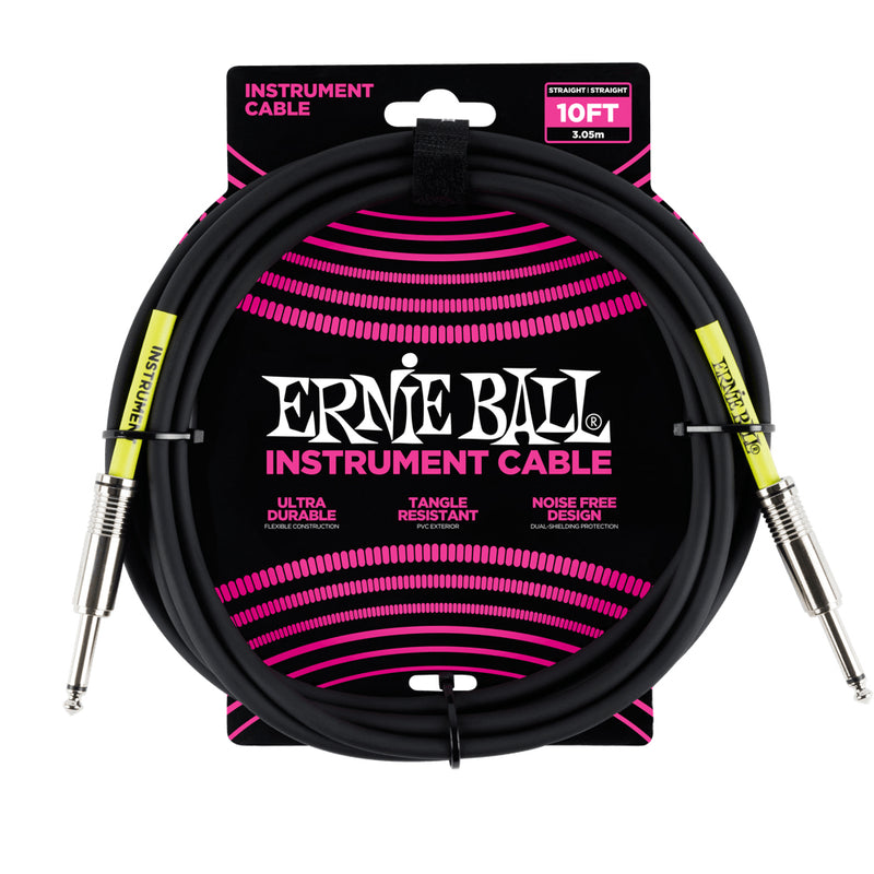 Ernie Ball 10' Straight-Straight Instrument Cable - Black