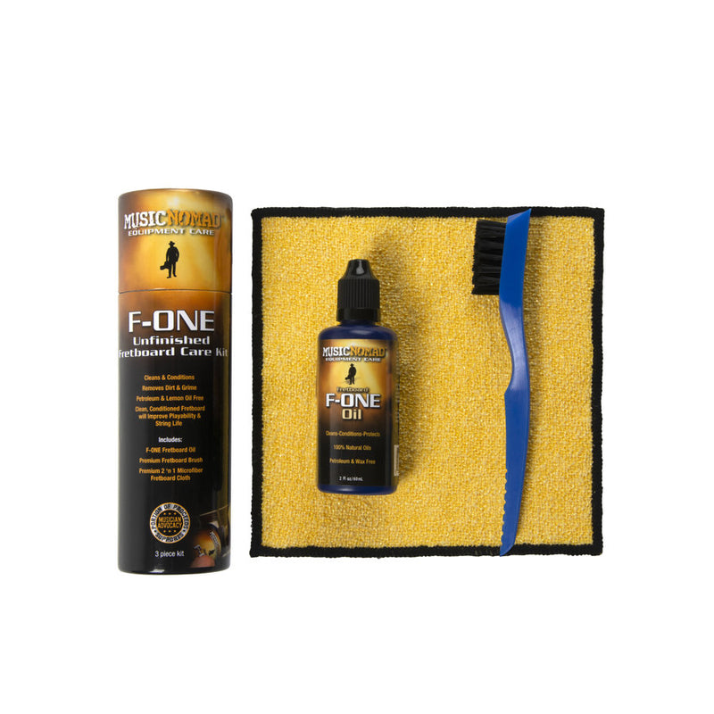 Music Nomad MN125 F-ONE Unfinished Fretboard Care Kit - Oil, Brush, Cloth