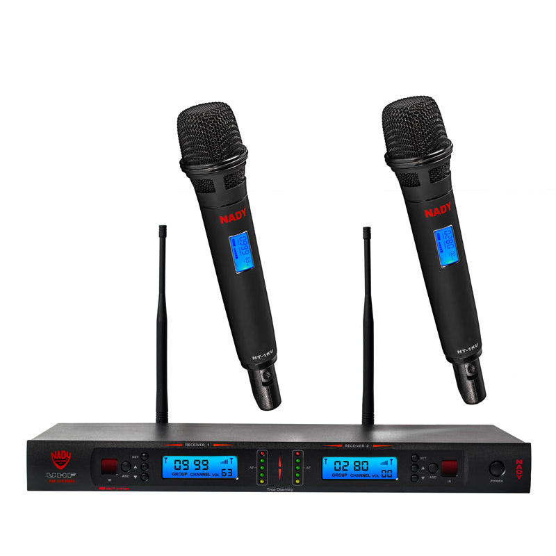 Nady 2W-1KU HT Dual 1000-Channel Professional UHF Wireless System with 2 Handheld Microphones