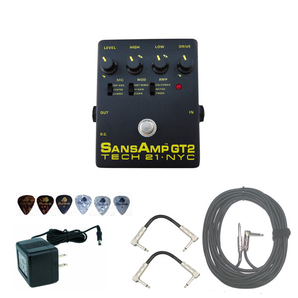Tech 21 GT2 SansAmp Guitar Amp Simulator Effects Tone Pedal MEGA BUNDLE